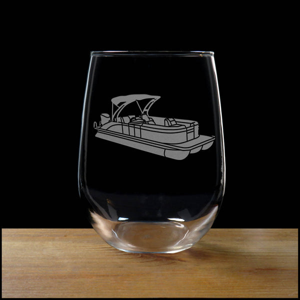 Pontoon Boat Stemless Wine Glass - Copyright Hues in Glass