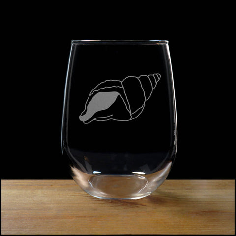 Sea Shell Stemless Wine Glass - Copyright Hues in Glass