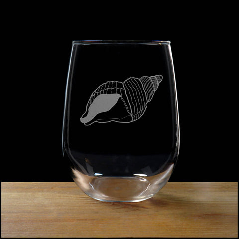 Sea Shell Stemless Wine Glass - Copyright Hues in Glass