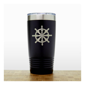 Black - Ships Wheel 20 oz Insulated Tumbler - Copyright Hues in Glass