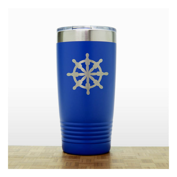 Blue - Ships Wheel 20 oz Insulated Tumbler - Copyright Hues in Glass