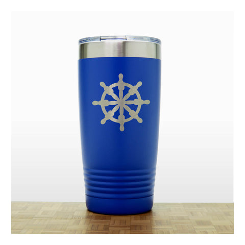 Blue - Ships Wheel 20 oz Insulated Tumbler - Copyright Hues in Glass