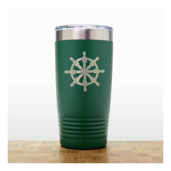 Green - Ships Wheel 20 oz Insulated Tumbler - Copyright Hues in Glass
