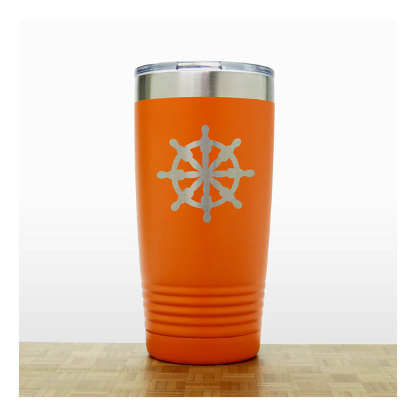 Orange - Ships Wheel 20 oz Insulated Tumbler - Copyright Hues in Glass