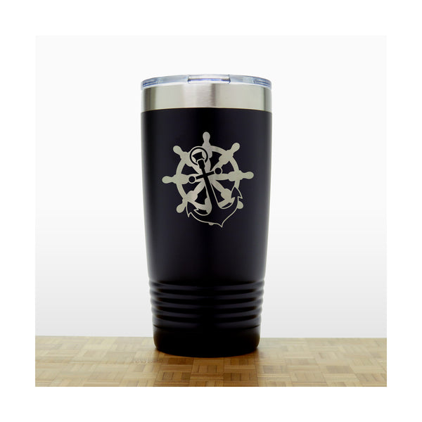 Black - Compass Rose 20 oz Insulated Tumbler - Copyright Hues in Glass