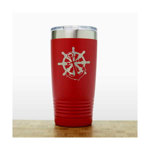 Red - Compass Rose 20 oz Insulated Tumbler - Copyright Hues in Glass