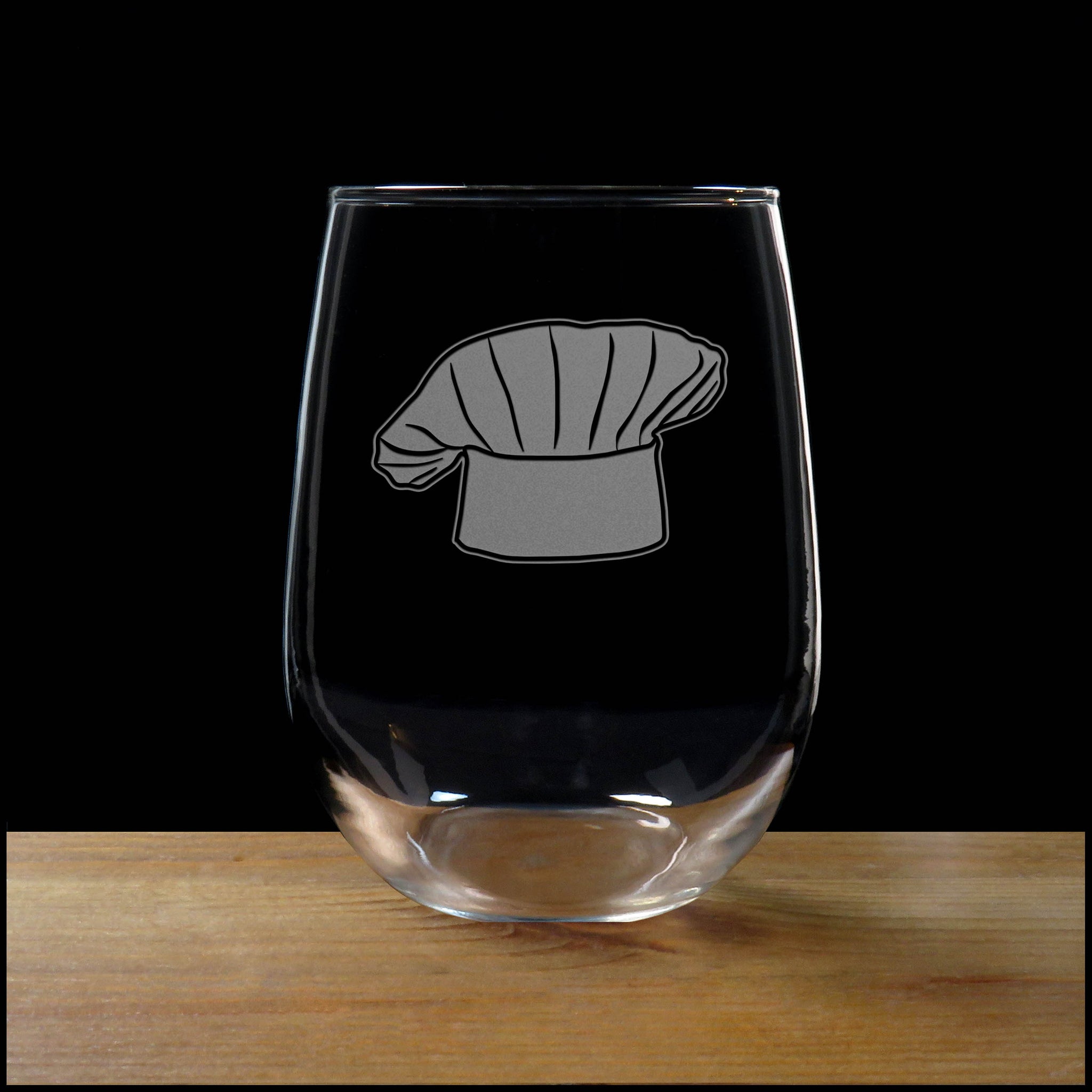 Baker's Hat Personalized Stemless Wine Glass - Copyright Hues in Glass