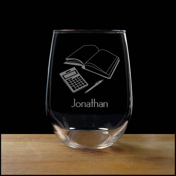 Personalized Bookkeeper Stemless Wine Glass - Copyright Hues in Glass