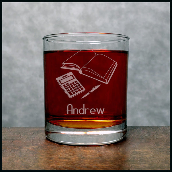 Bookkeeper Personalized Whisky Glass - Copyright Hues in Glass