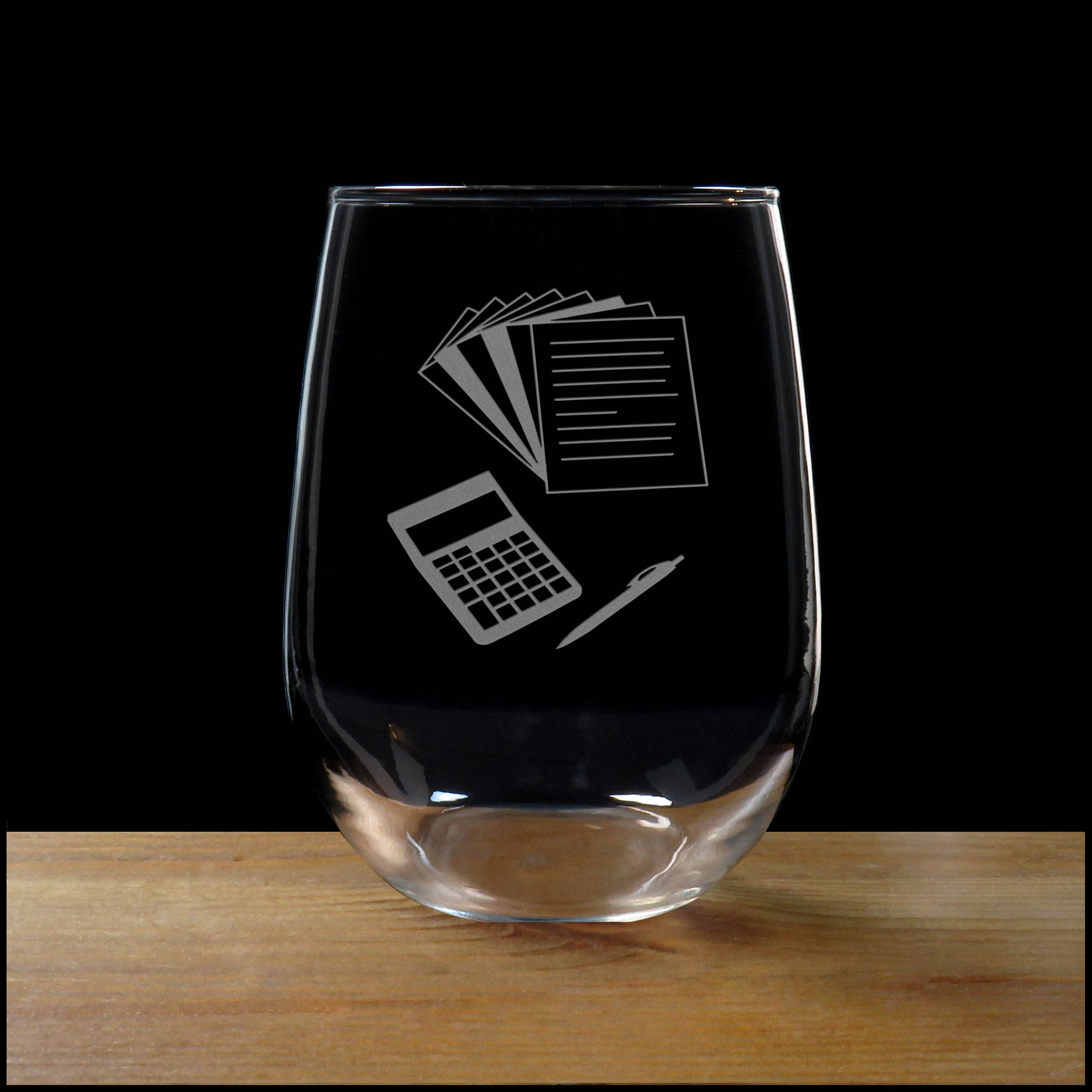 Bookkeeper Stemless Wine Glass - Copyright Hues in Glass