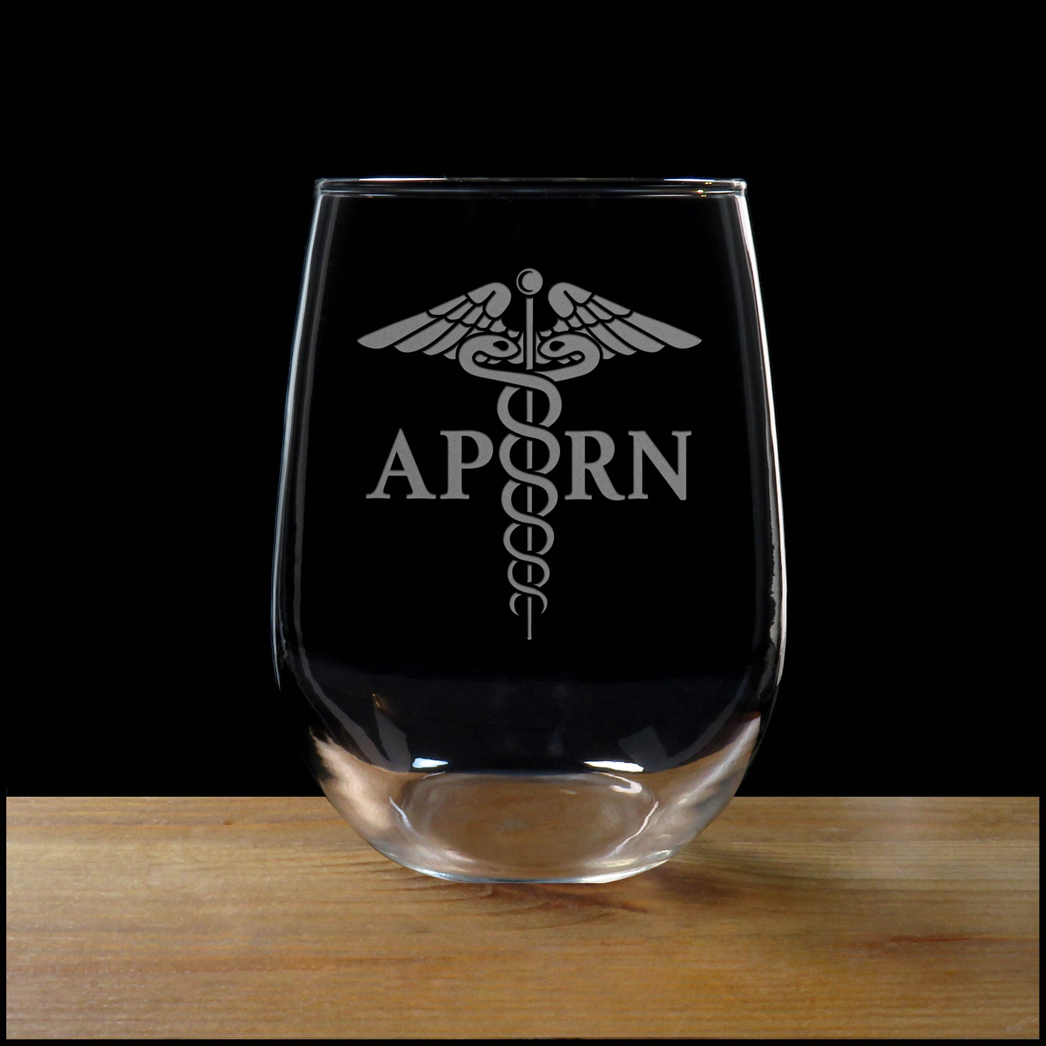 APRN Caduceus Stemless Wine Glass - Copyright Hues in Glass
