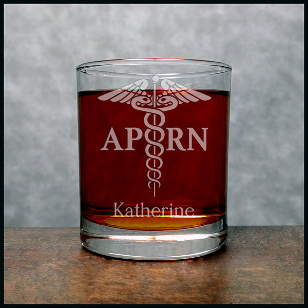 APRN Caduceus Personalized Whisky Glass - Copyright Hues in Glass