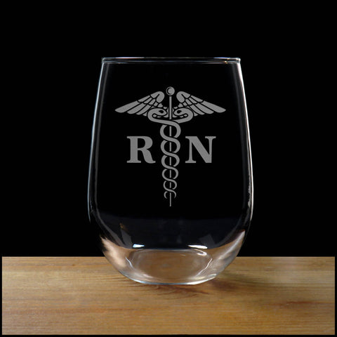 RN Caduceus Stemless Wine Glass - Copyright Hues in Glass