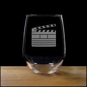Film Clapper Stemless Wine Glass - Copyright Hues in Glass