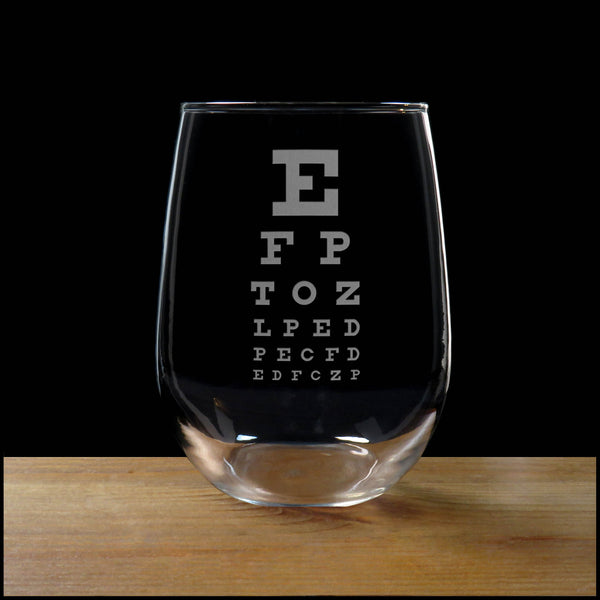 Eye Chart Personalized Stemless Wine Glass - Copyright Hues in Glass