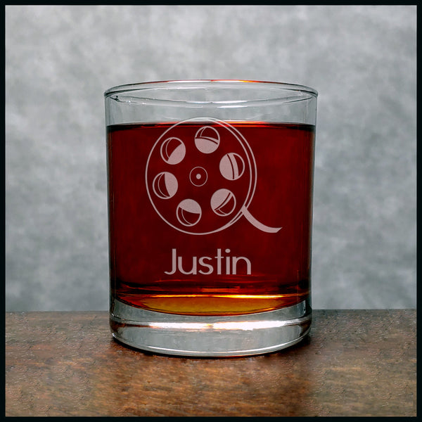 Film Reel Personalized Whisky Glass - Copyright Hues in Glass