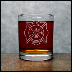 Fire Fighter Whisky Glass - Copyright Hues in Glass