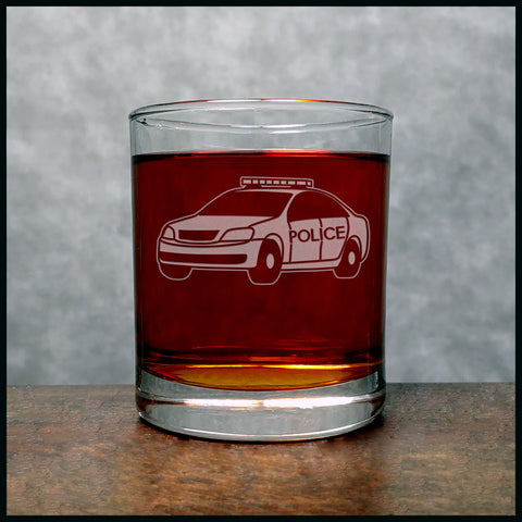 Police Car Whisky Glass - Copyright Hues in Glass