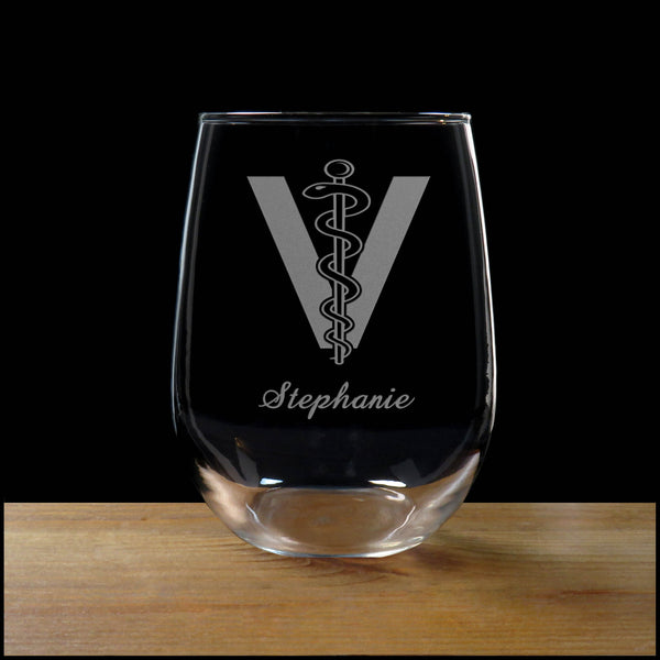 Personalized Veterinarian Stemless Wine Glass - Copyright Hues in Glass