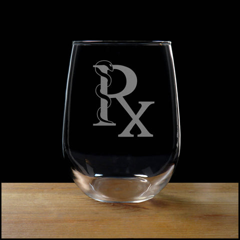 Pharmacist Rx Stemless Wine Glass - Copyright Hues in Glass