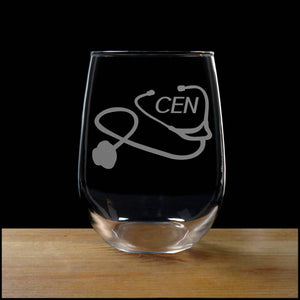 Certified Emergency Nurse Stemless Wine Glass - Copyright Hues in Glass