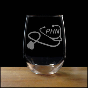 Public Health Nurse Stemless Wine Glass - Copyright Hues in Glass