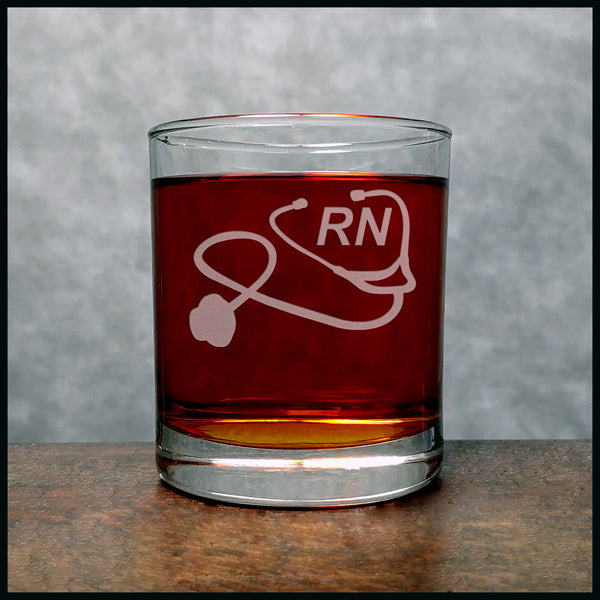 Registered Nurse Stethoscope Whisky Glass - Copyright Hues in Glass