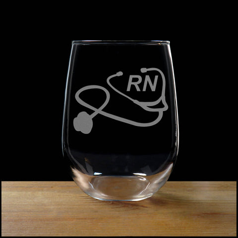 Registered Nurse Personalized Stemless Wine Glass - Copyright Hues in Glass