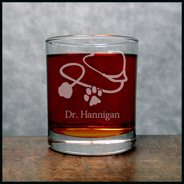 Veterinarian Stethoscope Personalized Whisky Glass - Copyright Hues in Glass
