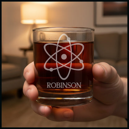 Atomic Personalized Whisky Glass - Copyright Hues in Glass