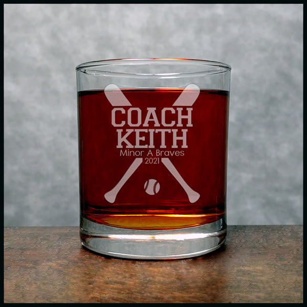 Baseball Coach Personalized Whisky Glass - Copyright Hues in Glass