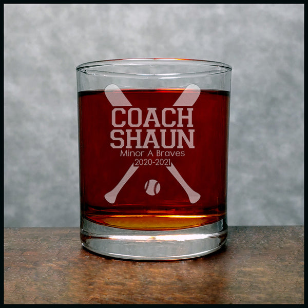 Baseball Coach Personalized Whisky Glass - Copyright Hues in Glass