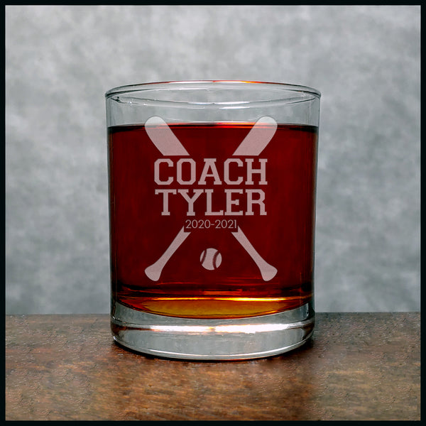 Baseball Coach Personalized Whisky Glass - Copyright Hues in Glass