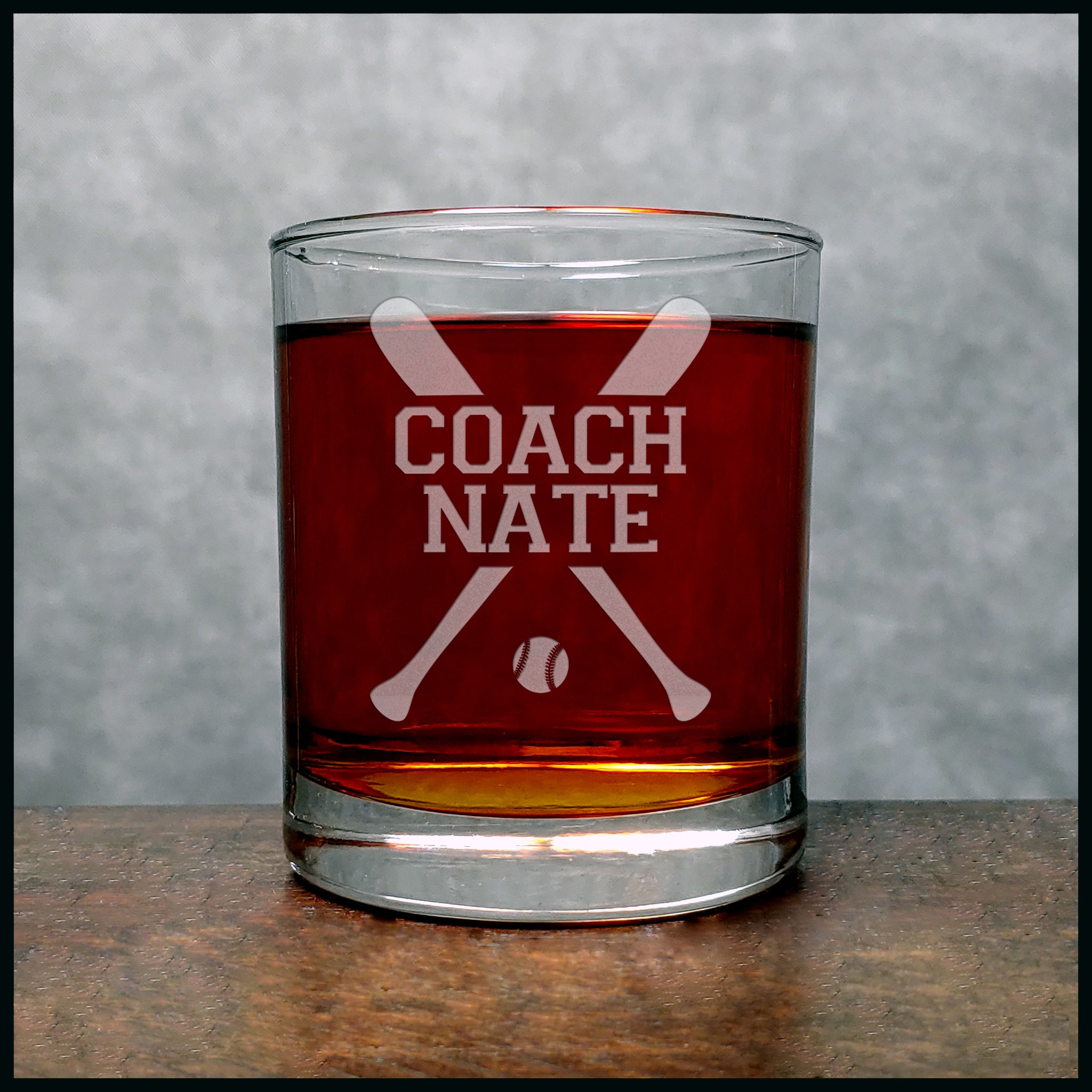 Baseball Coach Personalized Whisky Glass - Copyright Hues in Glass