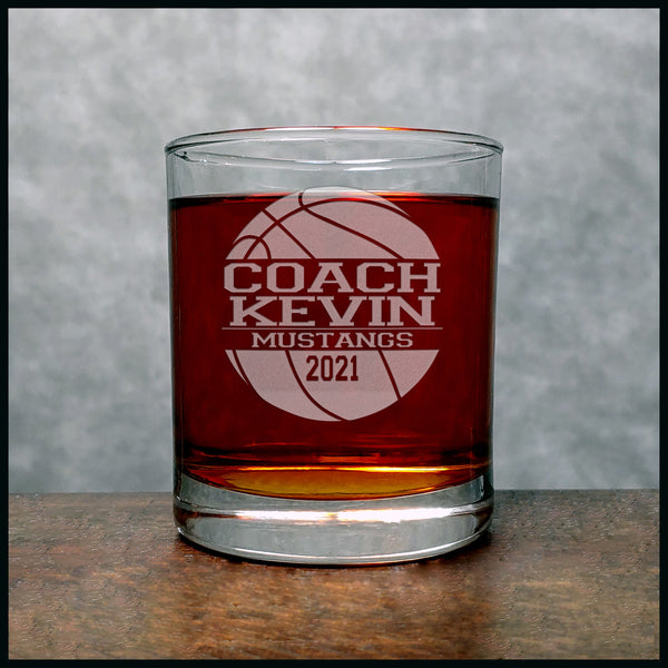 Basketball Coach Personalized Whisky Glass - Copyright Hues in Glass