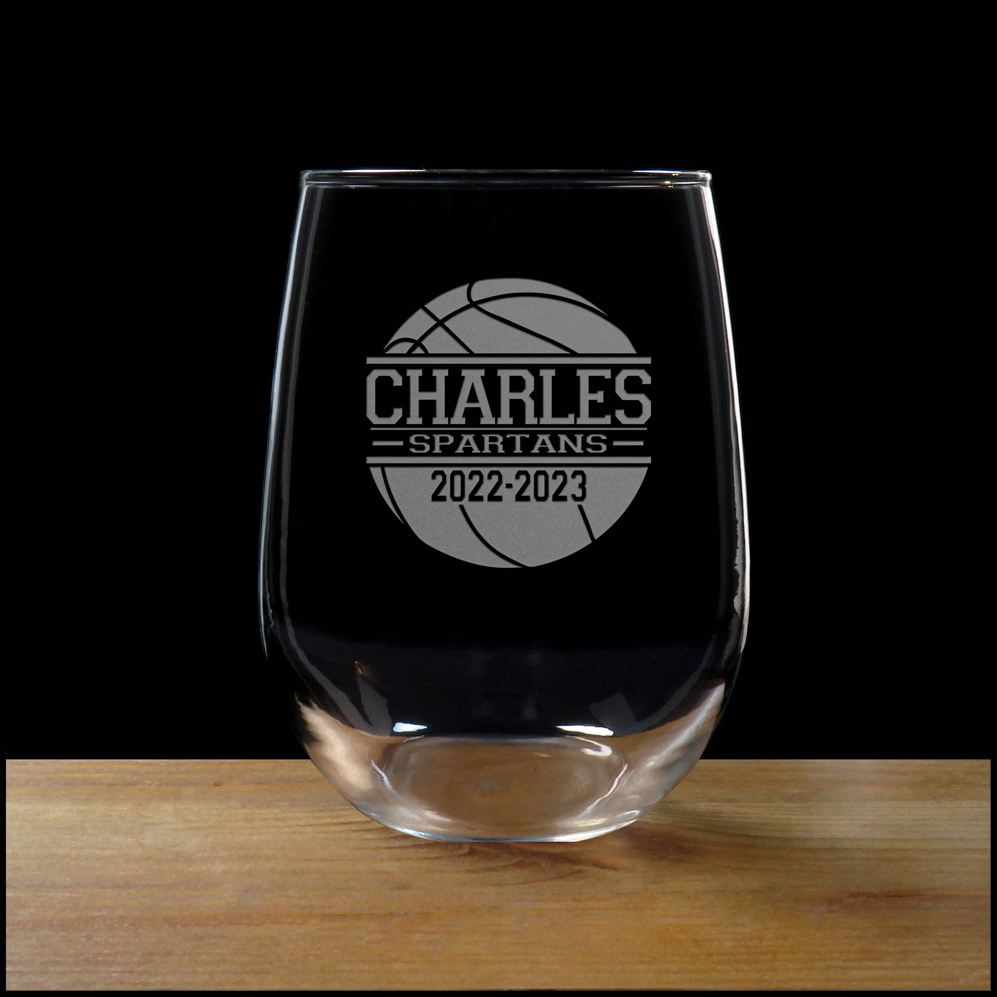 Basketball Player Personalized Stemless Wine Glass - Copyright Hues in Glass