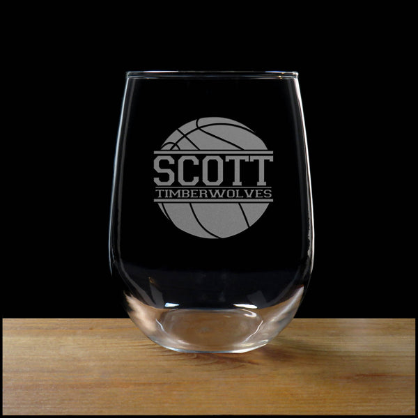 Basketball Player Personalized Stemless Wine Glass - Copyright Hues in Glass