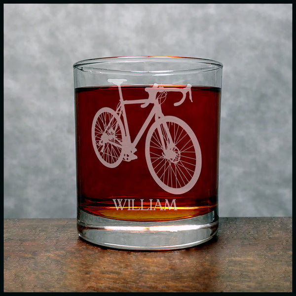 Road Bike Personalized Whisky Glass - Copyright Hues in Glass