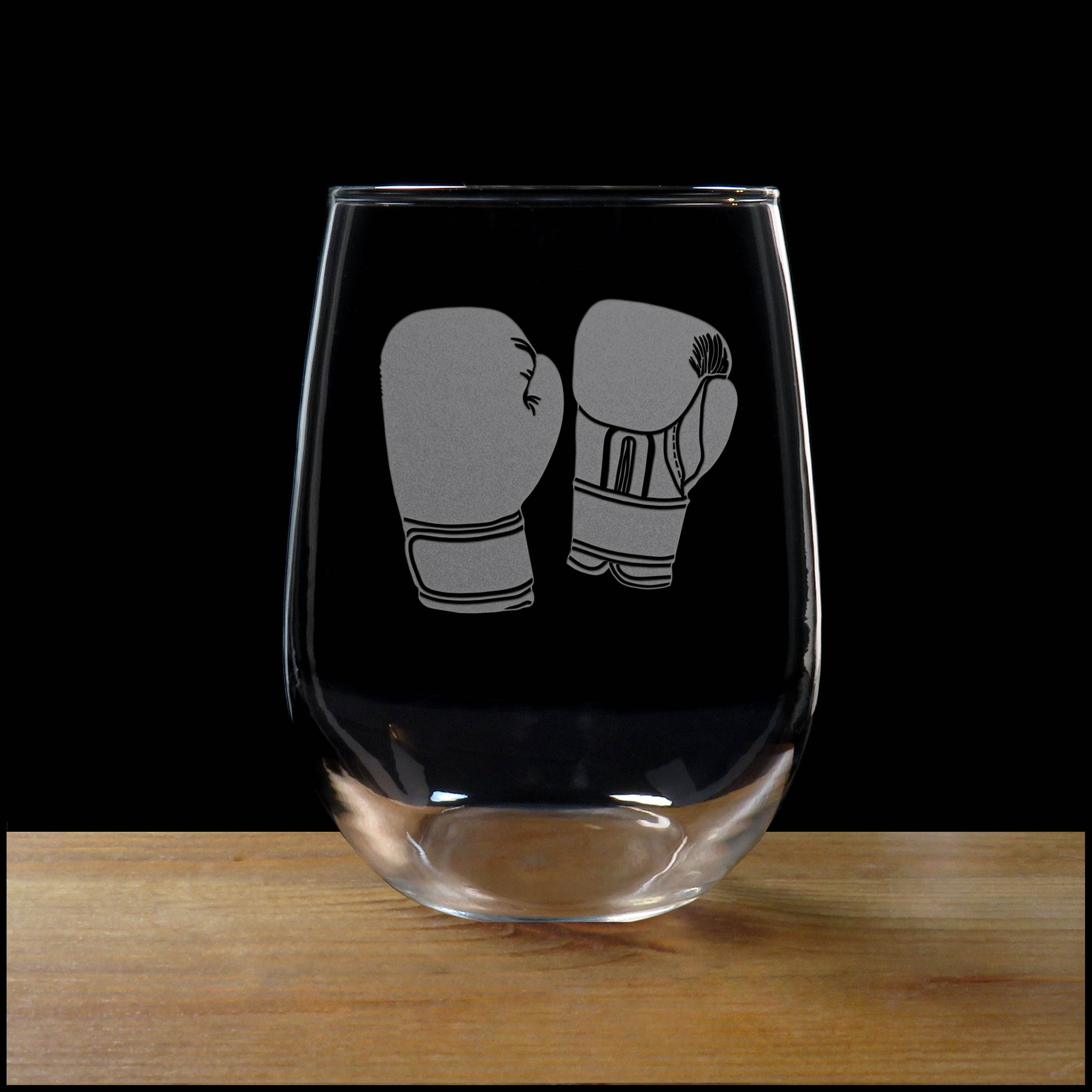 Boxing Stemless Wine Glass - Copyright Hues in Glass