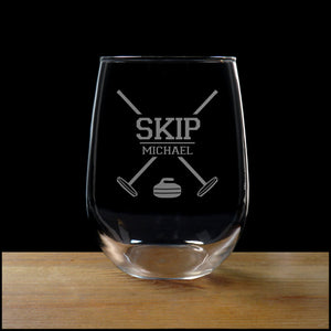 Curling Skip Stemless Wine Glass - Copyright Hues in Glass
