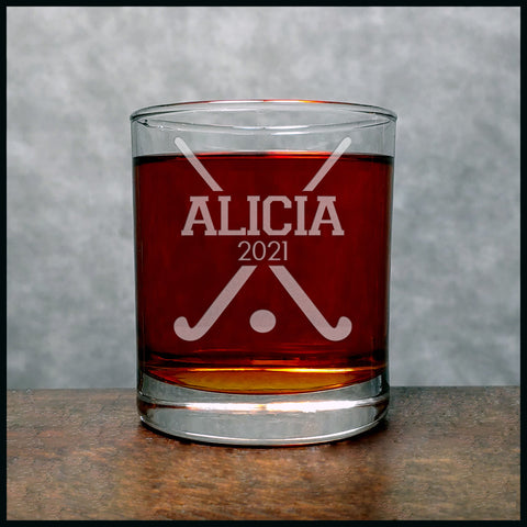 Field Hockey Player Personalized Whisky Glass - Copyright Hues in Glass