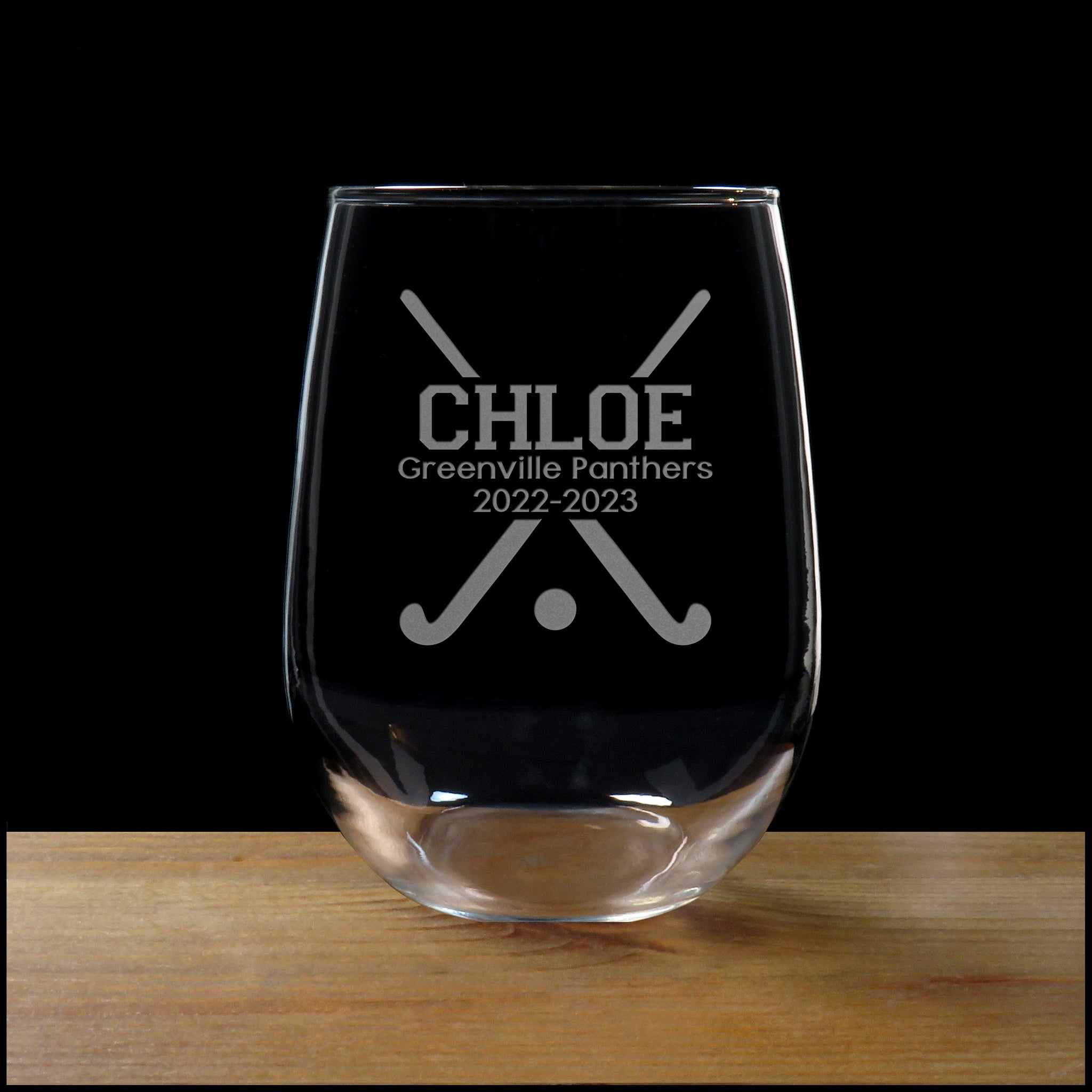 Field Hockey Player Engraved 17oz Stemless Wine Glass