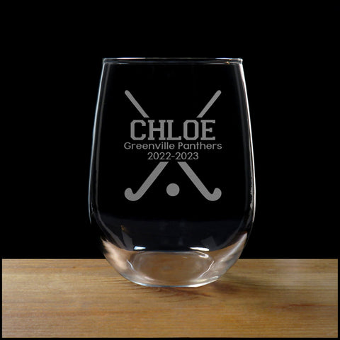 Field Hockey Player Engraved 17oz Stemless Wine Glass