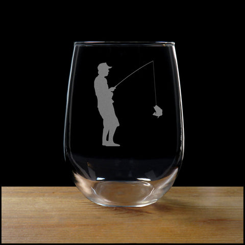 Fisherman Stemless Wine Glass - Copyright Hues in Glass