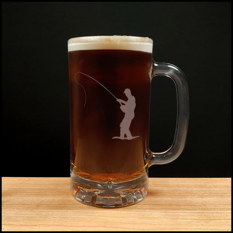 Fly Fisherman Beer Mug - Copyright Hues in Glass