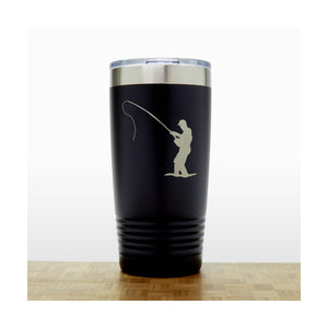 Black  - Fly Fisherman 20 oz Insulated Tumbler - Copyright Hues in Glass