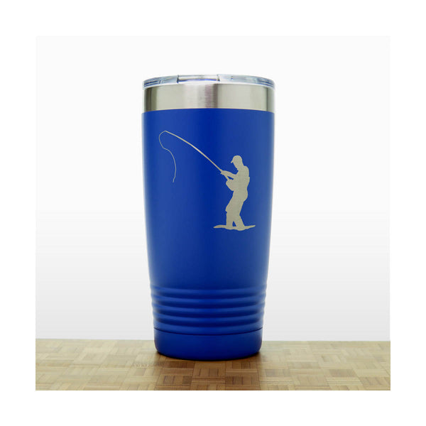 Blue  - Fly Fisherman 20 oz Insulated Tumbler - Copyright Hues in Glass