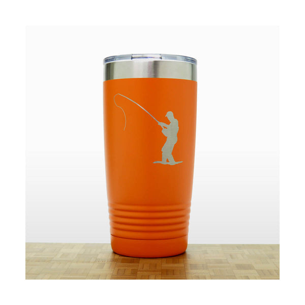 Orange  - Fly Fisherman 20 oz Insulated Tumbler - Copyright Hues in Glass