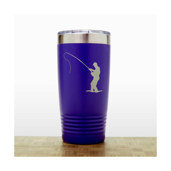 Purple  - Fly Fisherman 20 oz Insulated Tumbler - Copyright Hues in Glass