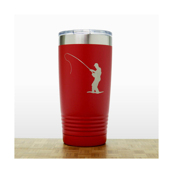 Red  - Fly Fisherman 20 oz Insulated Tumbler - Copyright Hues in Glass
